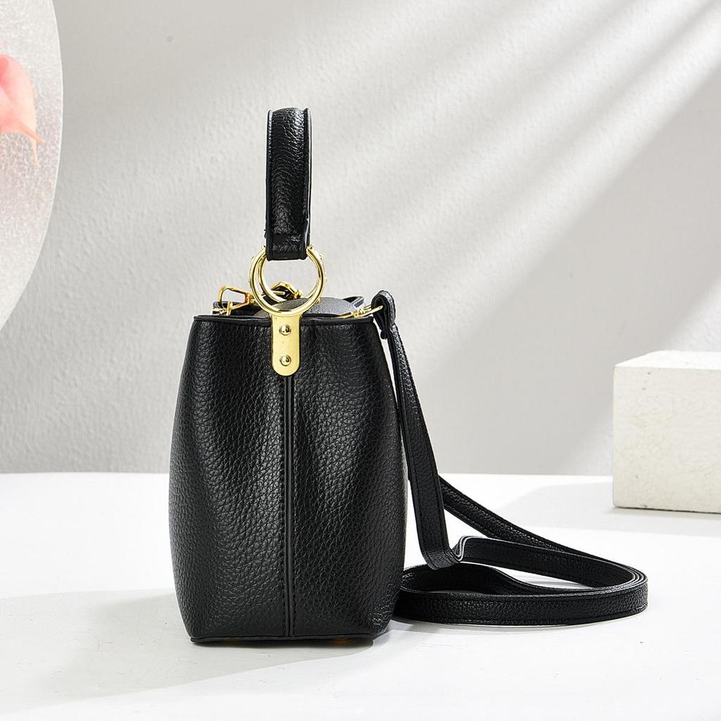 Elegant 2025 Women's Korean Style One-Shoulder Crossbody Bucket Handbag