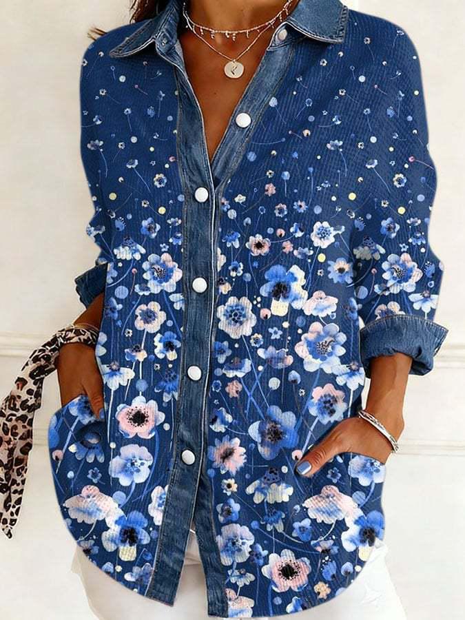 2026 European-American Patchwork Floral 3D Print Women's Spring Cardigan