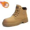 Mode Herrenstiefel Winter Neu Plüsch Warm Schneestiefel Mode Gelb High Top Britischer Stil Knöchel Herrenstiefel Rutschfeste Plateau Arbeitsstiefel
