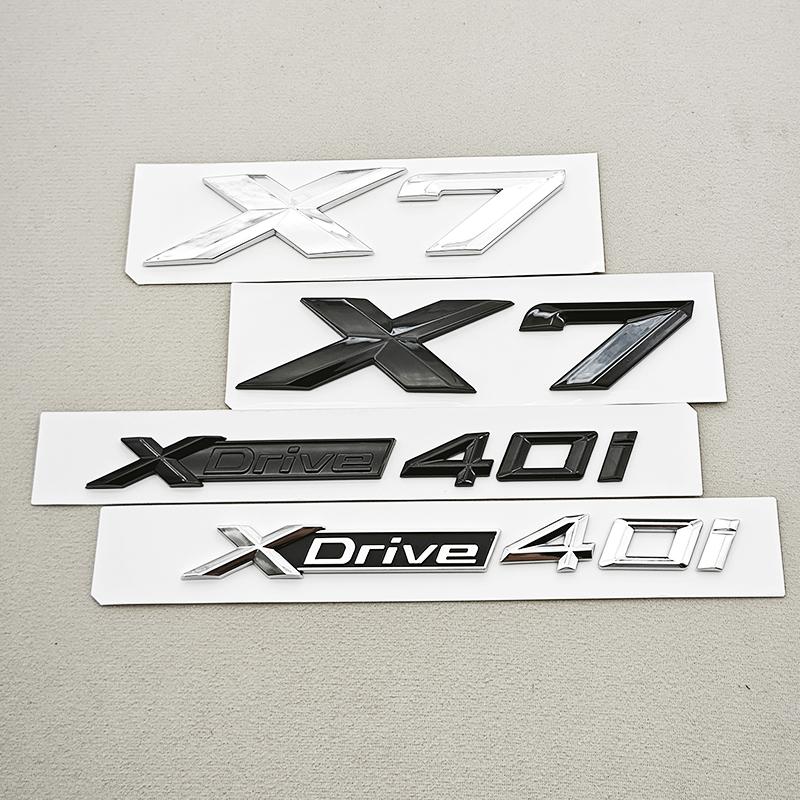 3D ABS Chrome Black Car Letters Logo X7 XDrive 40i Rear Trunk Badge Side Door Emblem For BMW X7 G07 Sticker Exterior Accessories