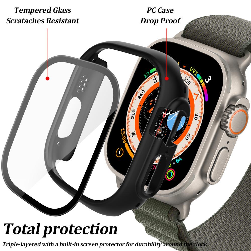 Glass+Case for Apple Watch Series 7/8/9 41mm 45mm Screen Protector 44mm40mm Bumper for iWatch Ultra/Ultra2 49mm Protective Cover