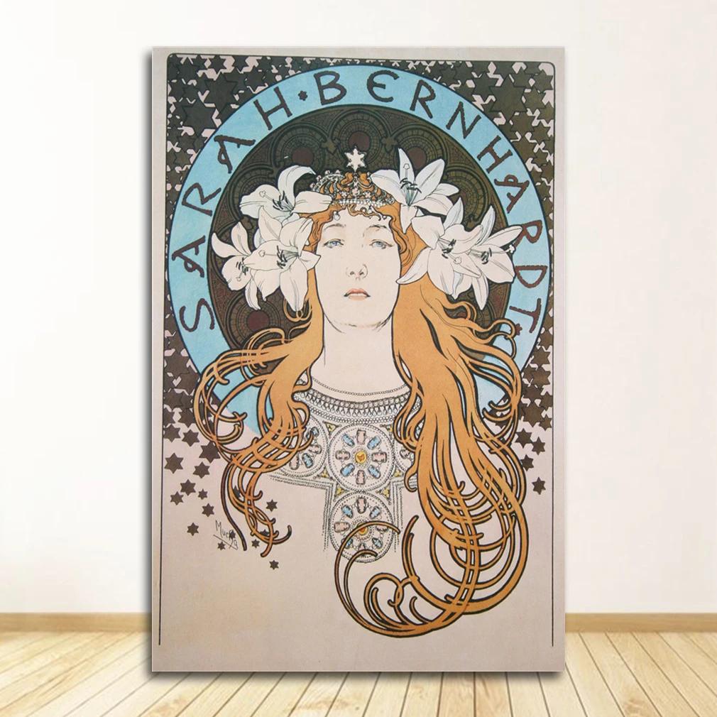 Vintage Alphonse Mucha Classic Artwork Nouveau Art Poster and Prints Canvas Painting Wall Art Pictures for Home Room Decor