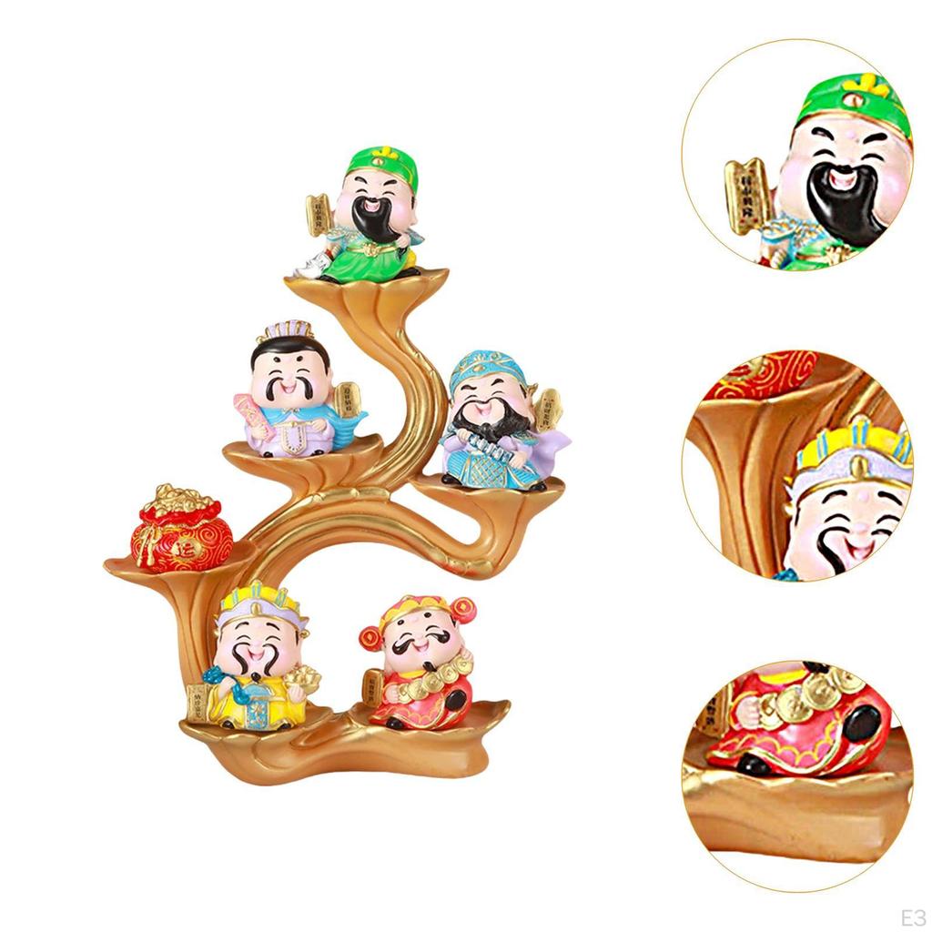 Adorable God of Wealth Figurine Chinese Style Decor for Home Or Office