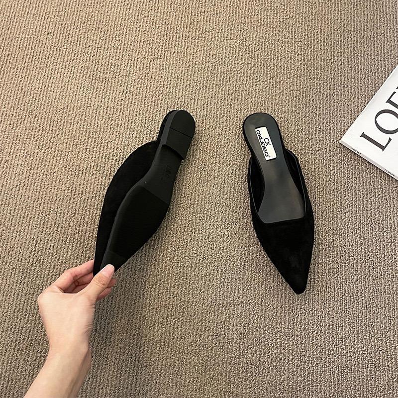 

Модные женские тапочки с острым носком, леопардовый узор, неглубокие туфли без застежек, на тонком низком каблуке, черные флоковые узоры, повседневные мюли, мокасины, черные для улицы 36 чёрный