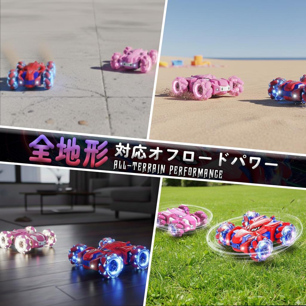 Remote Control Car for Kids - Popular Spider Design - 360-Degree Rotation, 4WD, Off-Road, Indoor/Outdoor Use, All-Terrain, LED Lights, Gift Idea - Chr