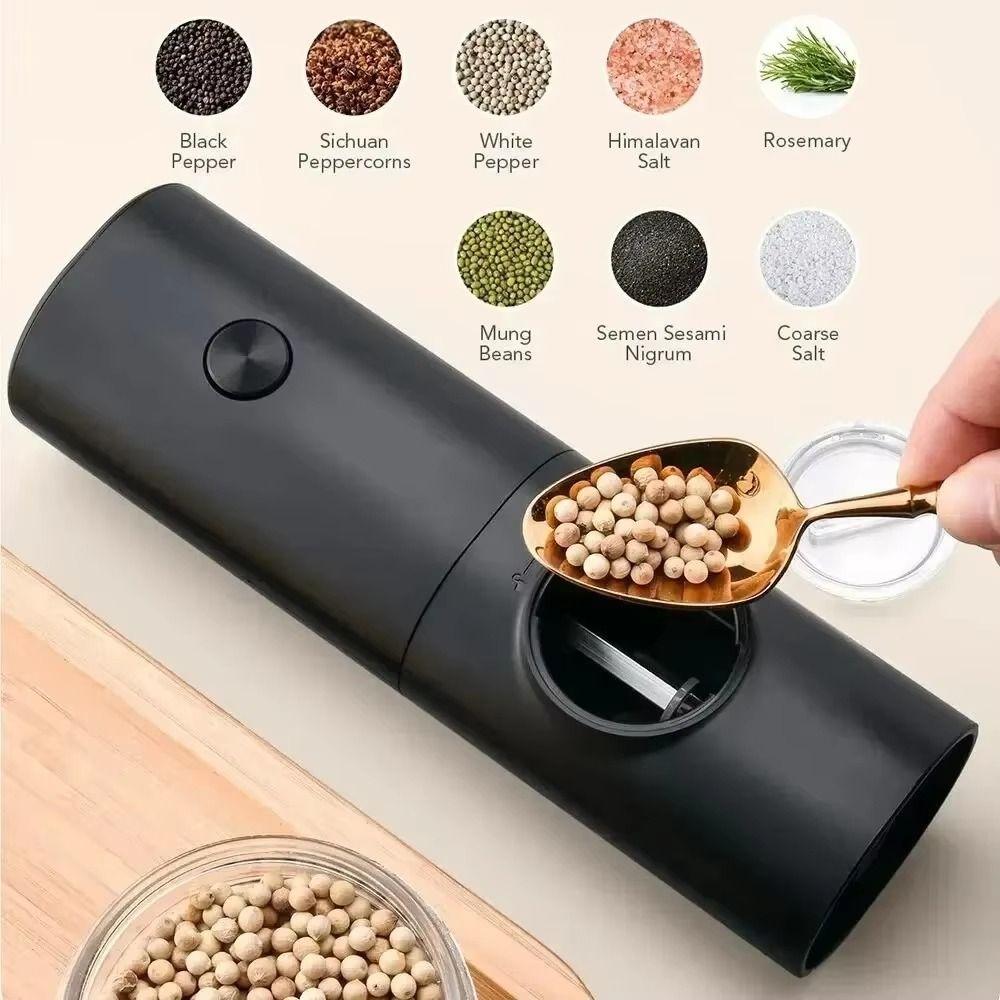 1pc/2pcs Rechargeable Electric Salt And Pepper Grinder Ceramic Grinding Core Kitchen Tools Home Use
