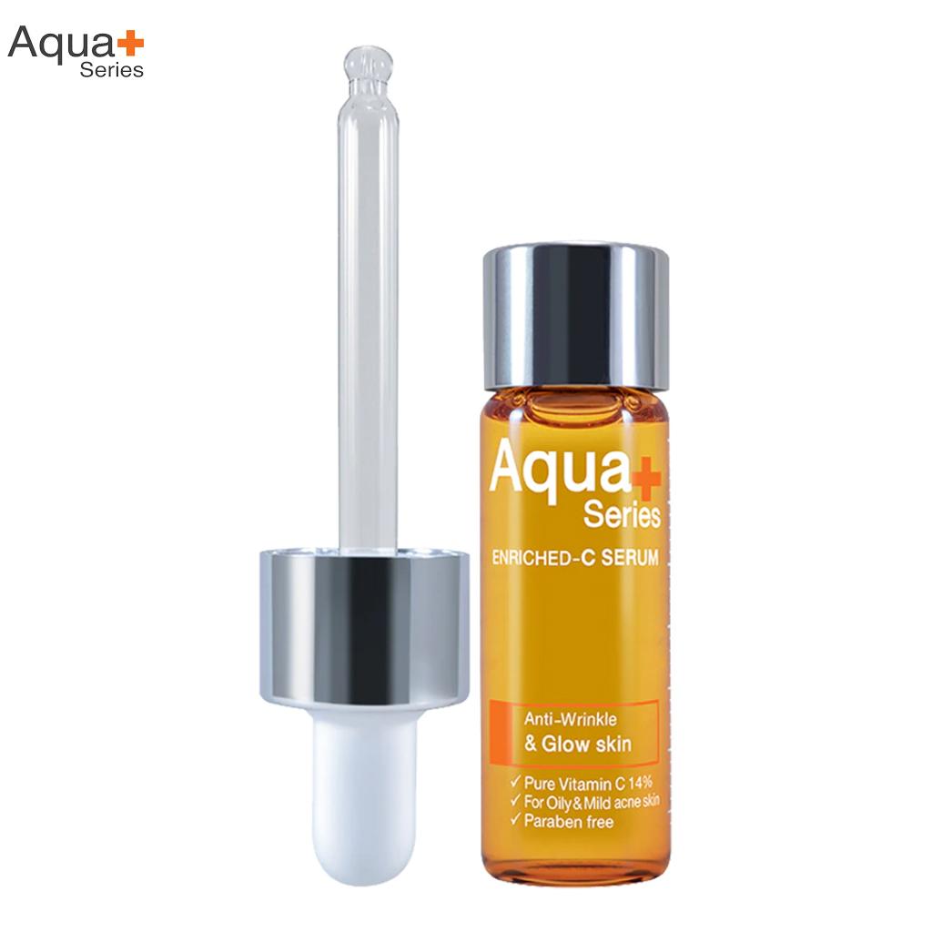 Seria Aqua+ Serum wzbogacone C, przeciwzmarszczkowe i rozświetlające skórę, 15 ml.