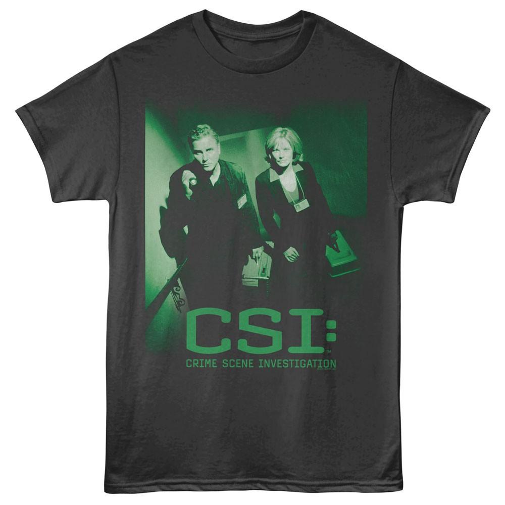 CSI Crime Scene Investigation TV Show Grissom & Willows Video Cam Men s T Shirt M