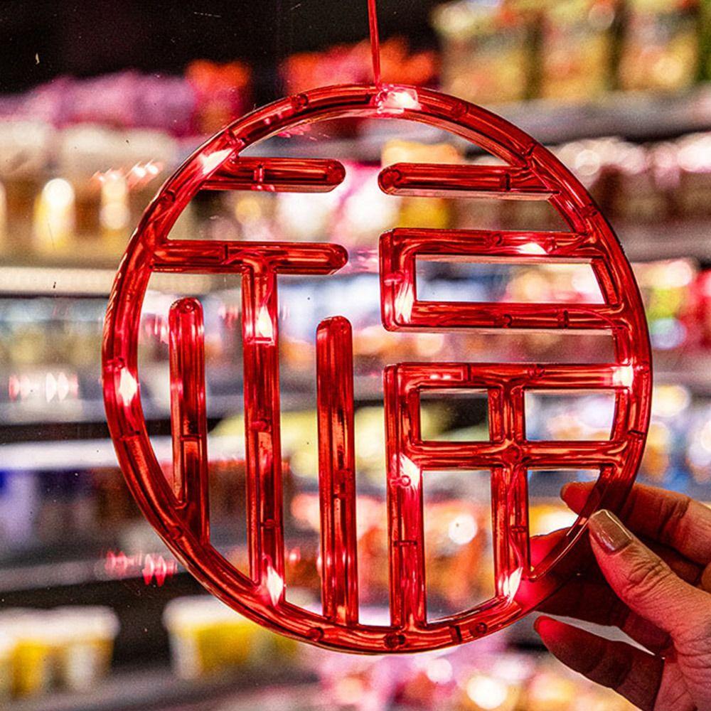 

Hanging New Year Suction Cup Lamp Good Luck Acrylic Spring Festival Window Lights LED Glowing Window Hanging Lights