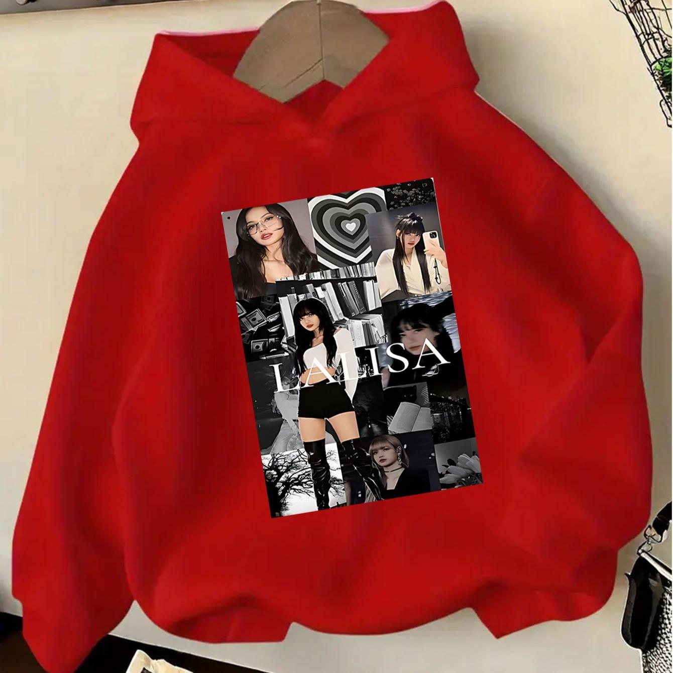 

2026 Sweatshirt Featuring Multiple Stylish Photos of LALISA Women Vintage Hip Hop Streetwear Unisex Fleece Sweatshirt Coat XXXL білий