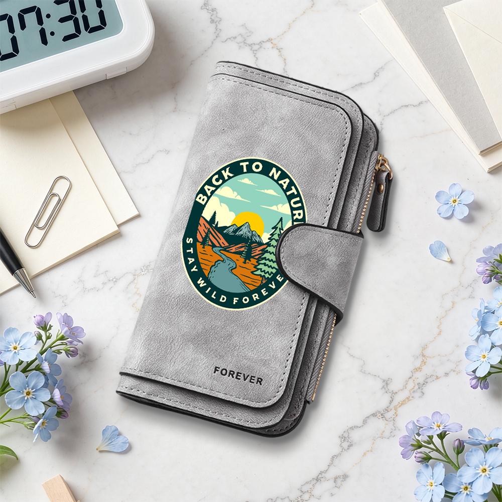 Back To Nature Long Wallet for Daily Use Card Holder Portable Purse