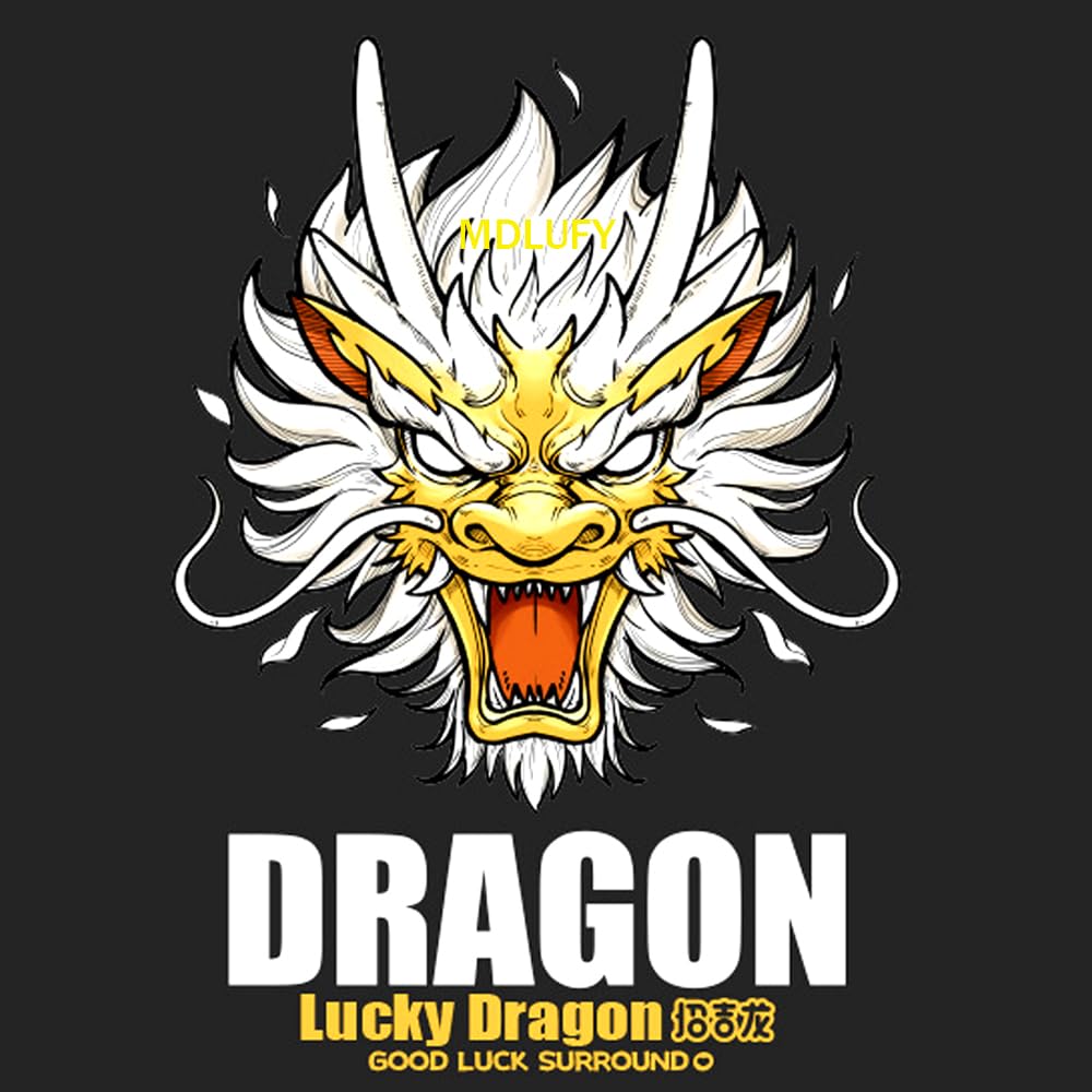 MDLUFY Dragon Car Sticker Laptop Sticker Golden Dragon Totem Sticker Waterproof Sticker Bike Sticker Dragon Animal Sticker (Golden-M) (Golden, M)