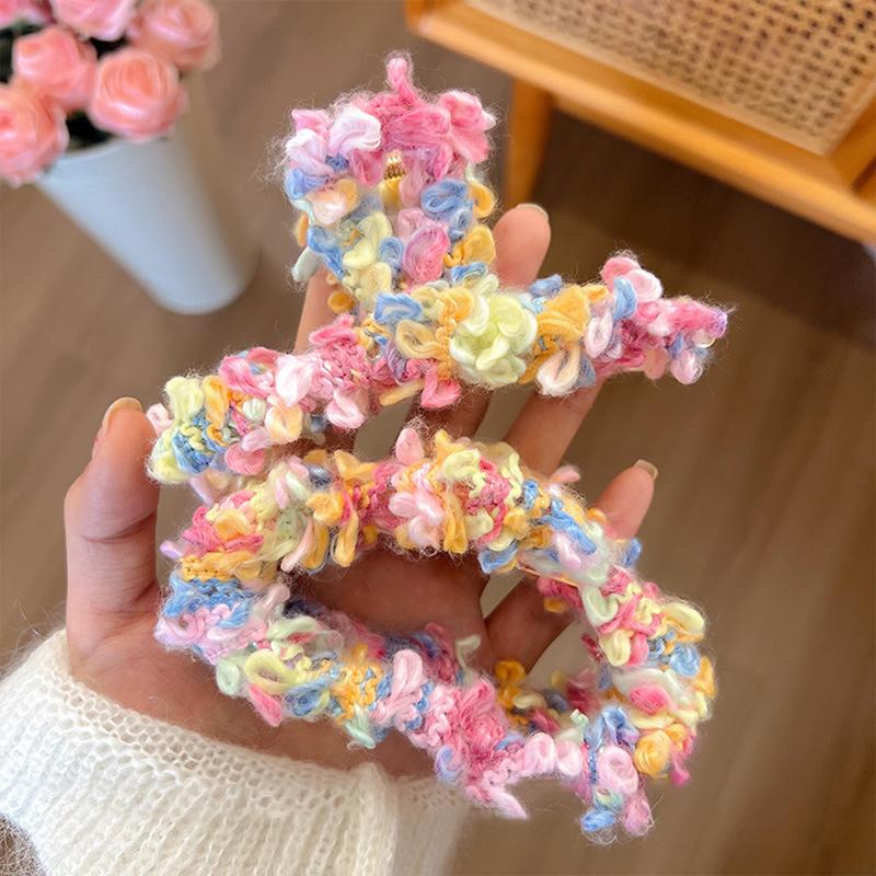 Colorful Hair Clips For Women Plush Resin Clouds Hair Claw Clip Large Small One-Word Shark Clip Trendy Daily Hair Accessory