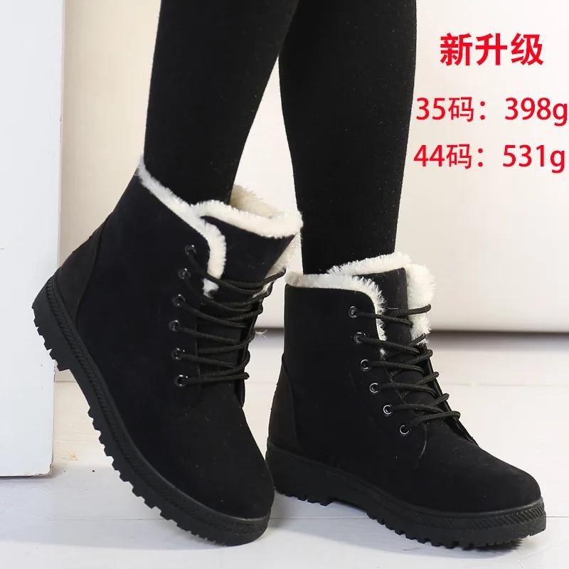 Plateau-Stiefel Winter Warme Pelz-Stiefeletten für Damen Schneestiefel Übergröße 36-44 Niedriger Absatz Botas Mujer Schuhe für Damen