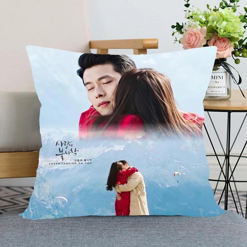 45x45cm Crash Landing On You Hyun Bin Pillowcase Bedroom Home Decorative Pillow Cover Square Zipper Pillow Cases Satin Fabric