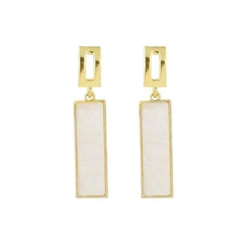 Pinkdudu Simple Geometric Square Zinc Alloy Earrings Shell Trendy Black Drop Earrings Women Jewelry PD2260