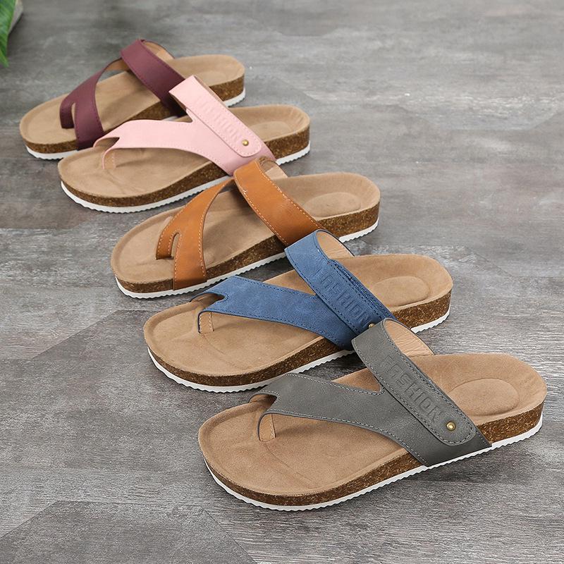 Sandales plates décontractées d'été 2022 à brides croisées - à enfiler, bout rond, chaussures de plage pour grandes tailles