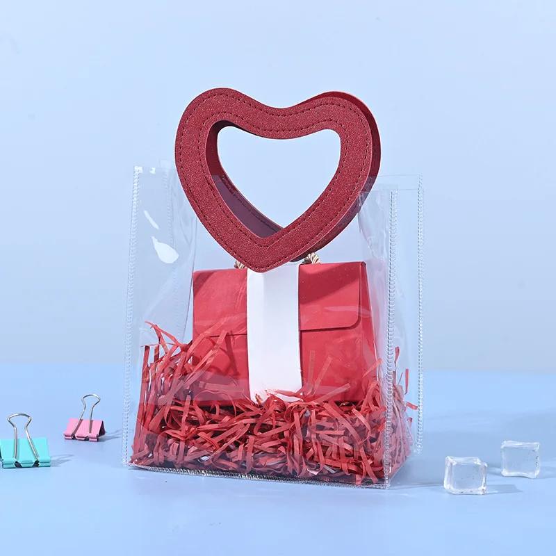 Portable Clear Reusable Shopping Bags Wedding Candy Pvc Handbag Small Daisy Shopping Wedding Birthday Gift Bag