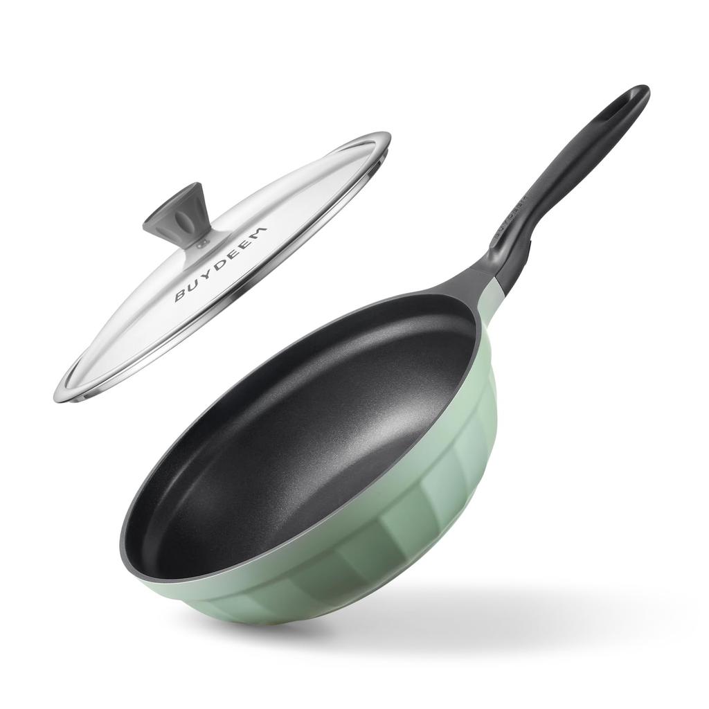 26cm Nonstick Frying Pan Cast Aluminum Skillet With Lid Induction Compatible Swiss ILAG Coating Even Heating Omelet Pan Fry Pan