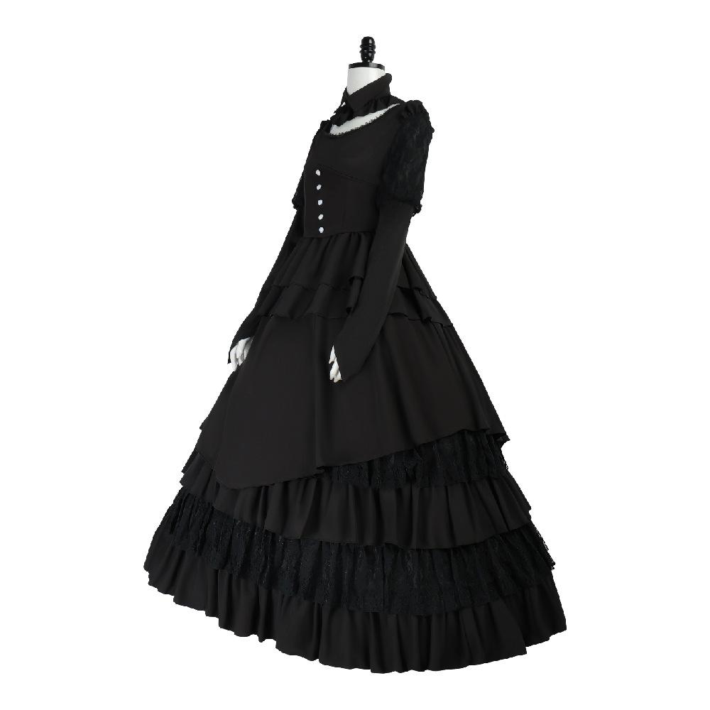Medieval Gothic Black Dress for Women, Halloween Costume Cosplay Renaissance Renaissance Elegant Long Gown