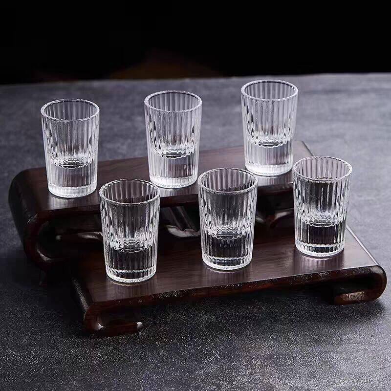 6 Piece Set of Ins Vertical Pattern Glass White Spirit Glasses Simple Spirits Glasses One-sipped Glasses Small Glass Cups Gifts