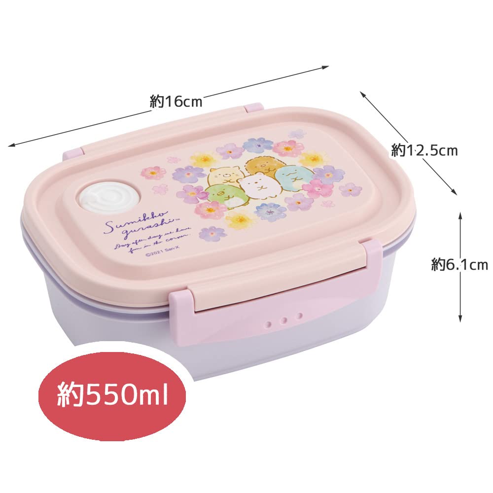 Skater Easy Light Bento Sumikkogurashi Flower Seal Storage & Box, Medium, Microwave-Safe, 550ml, Container, Container, XPM4-A