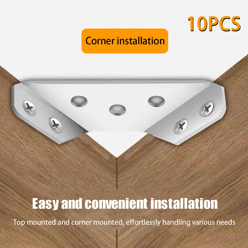 10Pcs Universal Furniture Corner Connector Stainless Steel Angle Corner Brackets For Cabinet Drawer