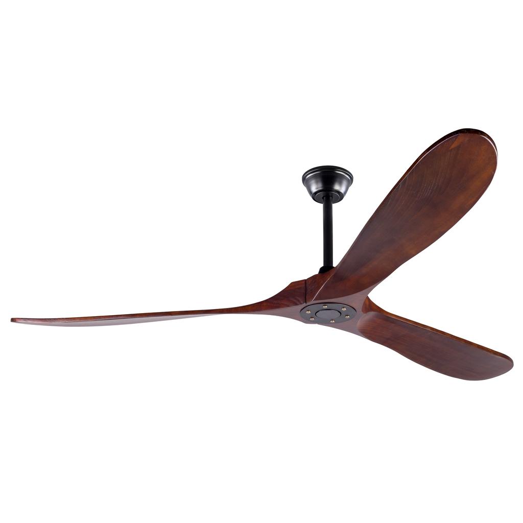 Ventilatore da soffitto da 70 pollici senza luce, Ventilatore da soffitto da esterno in legno color noce, Extra large, Impermeabile, con asta di prolunga, Design moderno mid-century