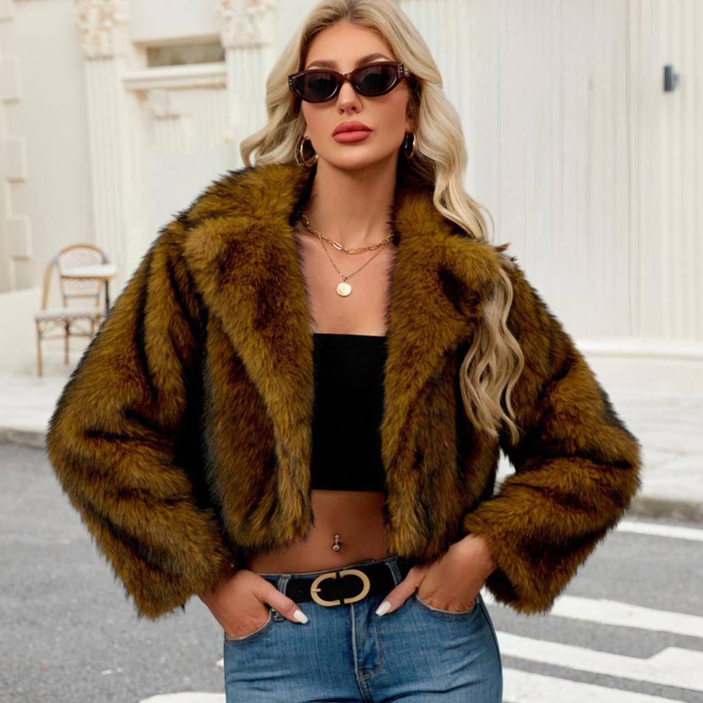 New women's clothing hot-selling autumn and winter fur collar loose-made fur imitation fur jacket short cardigan