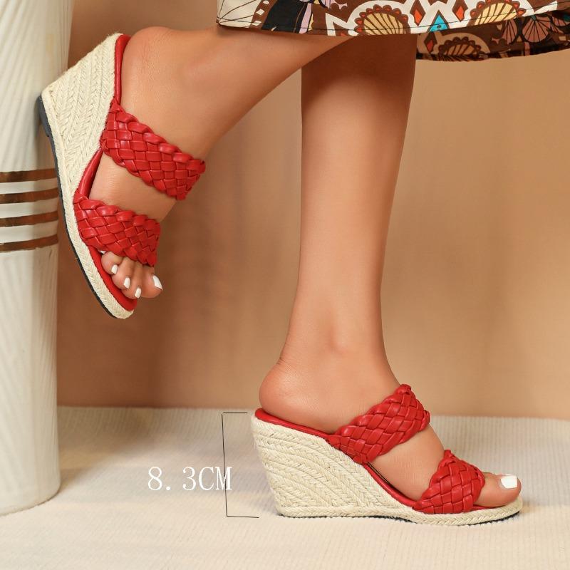 Eilyken/летние соломенные шлепанцы из однотонной ткани — фото 4