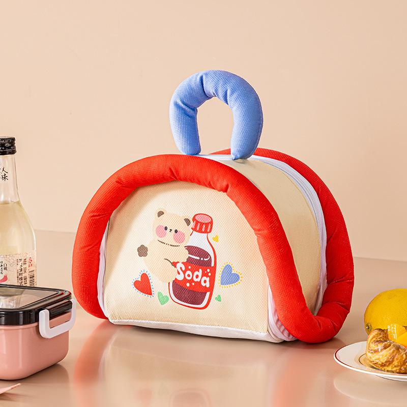 Large Capacity Gift Bag Holiday Souvenir Cartoon Lunch Bag Portable Portable Lunch Bag Thermal Insulation Lunch Box Bag красный