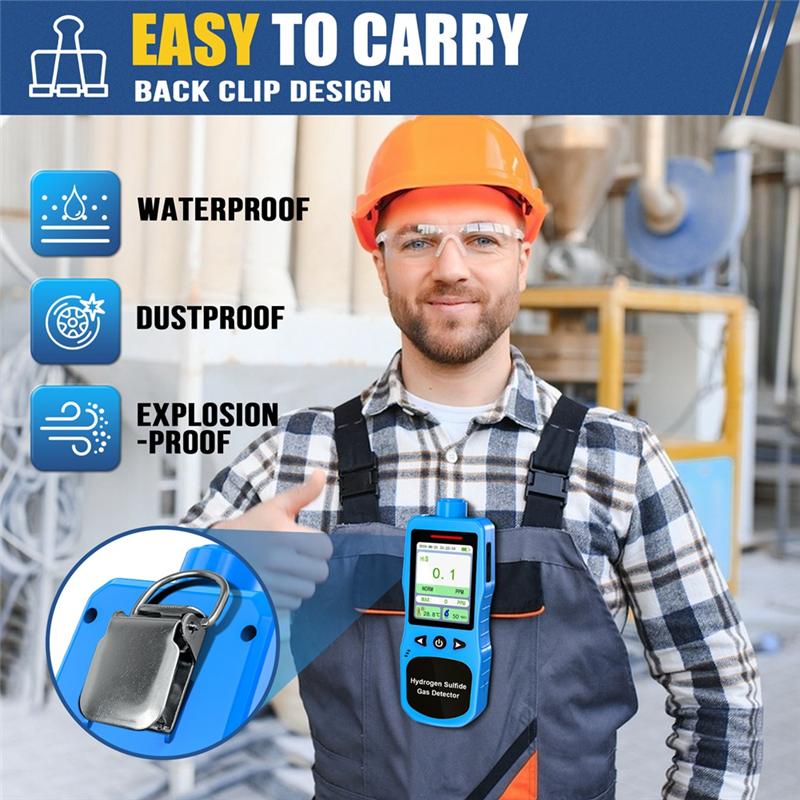 

A25F-US Plug,Hydrogen Sulfide Gas Detector 0-100 PPM With 3 Alarm Modes,H2S Air Quality Meter Including Temp& Humidity синий