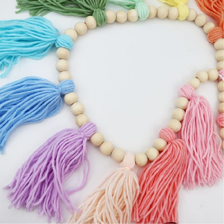 Wood Beads Garlands Farmhouses Wall Hangings Home Decorations DIY Handmade Garlands Wall Tassels Beads Pendants