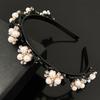 Women Headband Imitation Pearl Flower Decor Double Layer Hair Hoop Stable Non-Slip Hair Braiding Tool