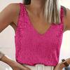 Women‘s Summer Deep V-Neck Sequined Tank Top Stylish Sleeveless Top Sparkly Club Party Vest Blouses