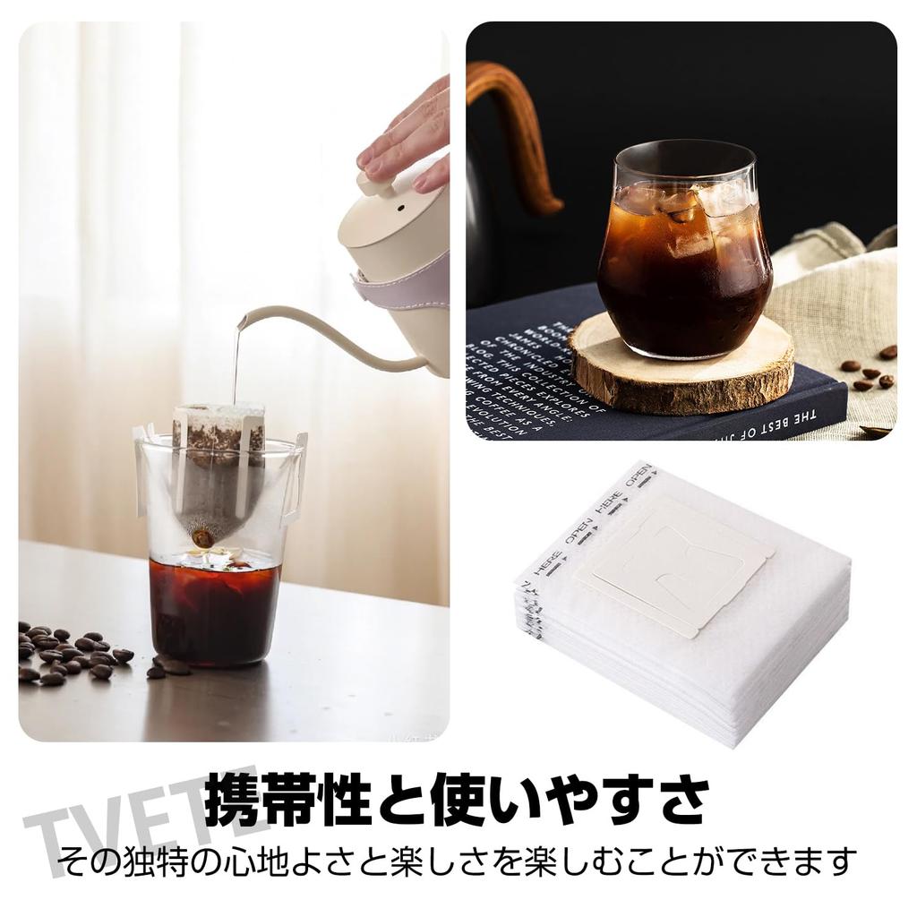 TVETE Coffee Filters, Drip Filters [50-Pack] Portable Coffee Bags, Coffee Filter Tool, Hanging Ear Coffee Drip Bags, Disposable Coffee Filter Bags