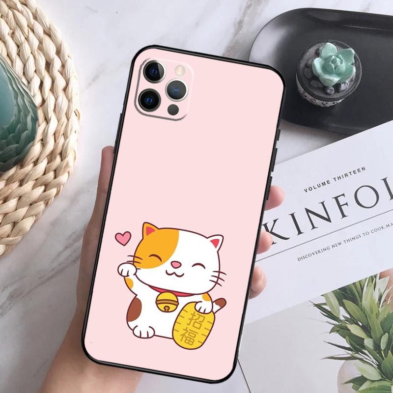 Lucky Cat Maneki Neko Japanese Case For iPhone 11 12 13 Pro Max X XR XS Max 7 8 Plus SE 2020 12 13 Mini Phone Back Cover