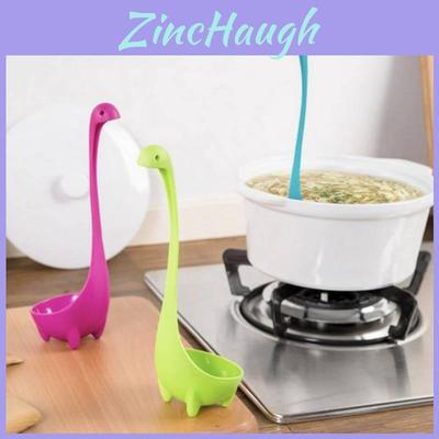 Stylish Plastic Long Handle Hanging Soup Spoon Set In Purple Green Blue Colors