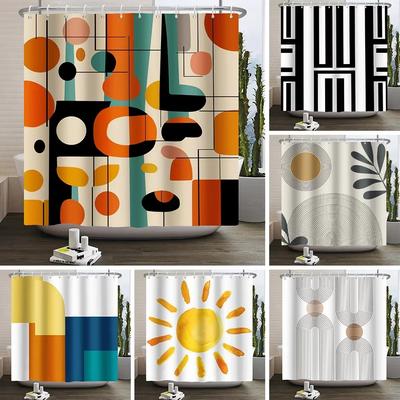 Geometrisk Linje Rund Färgblock Duschdraperi Konstnärlig Stil Enkelt Modernt Polyester Duschdraperi Badrumsdekoration