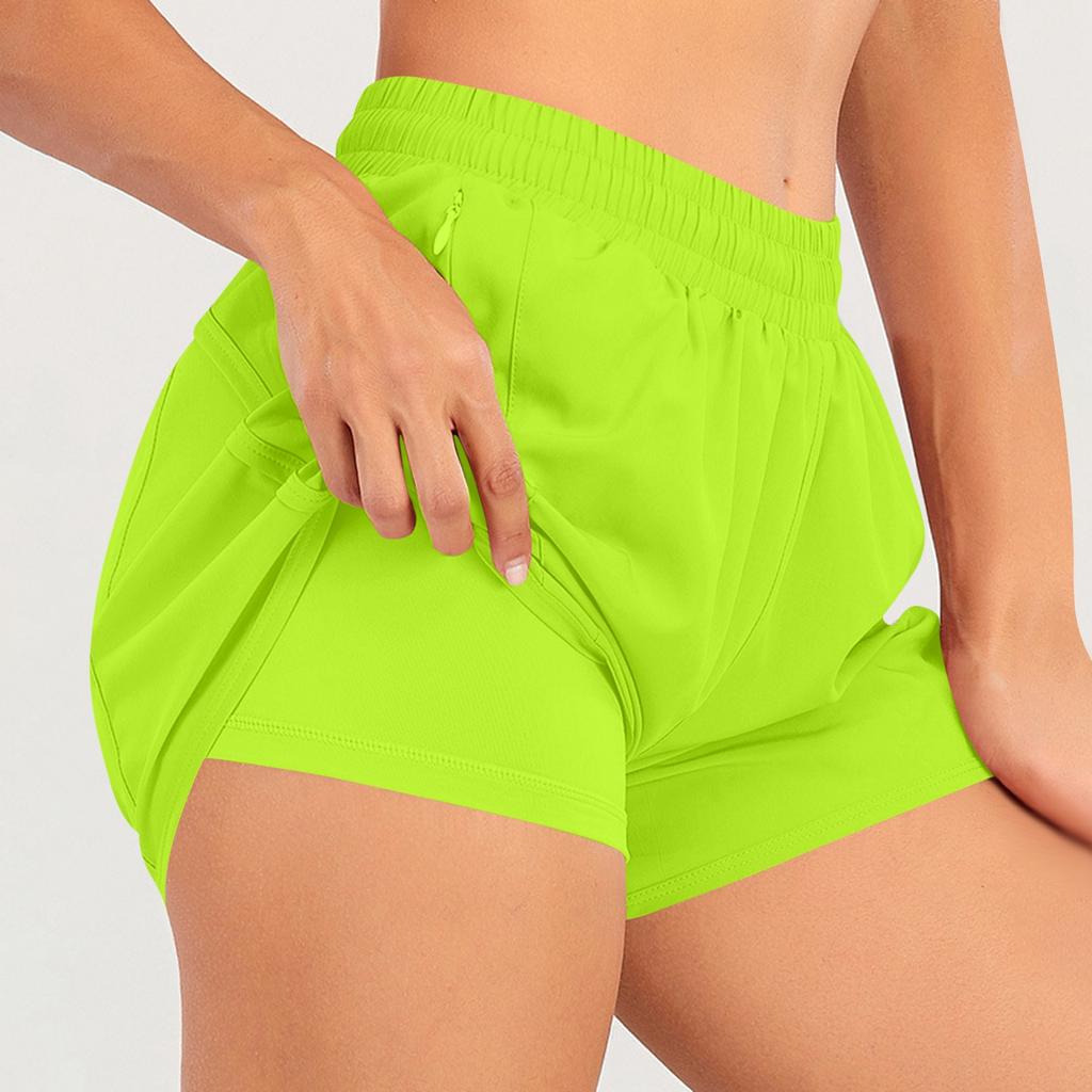 Women's Sports Running Shorts, Quick-drying And Lightweight Fitness Shorts With Zippered Pockets