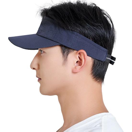 

Мужская летняя шляпа с пустым верхом, сетчатая кепка с длинными полями, солнцезащитный крем, защита от УФ-лучей, легкая теннисная кепка для бега, фуражка темно-синий