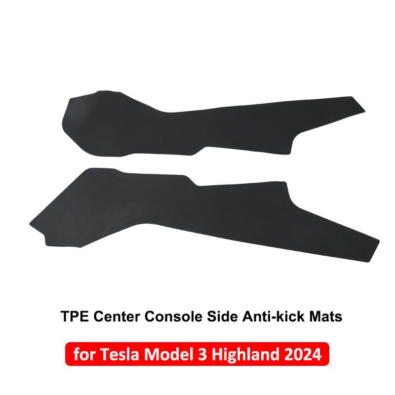 For Tesla Model 3 Highland 2025 Center Console Side Anti-kick Mats TPE Scuff Wall Plate Protect Cover Guard Pad Car Accessories