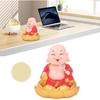 Walfront Solar Powered Figurine Nodding Smiling Buddha Maitreya Solar Buddha Statue Toy Little Monk Figurine Desktop Ornaments (Red)