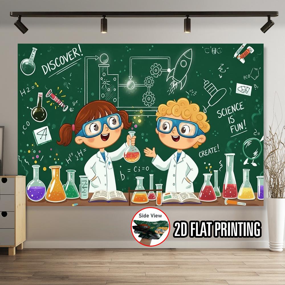 2D Plane 1 Experimental Science-themed Party Banner - Laboratory Background Decoration. Suitable for Parties.