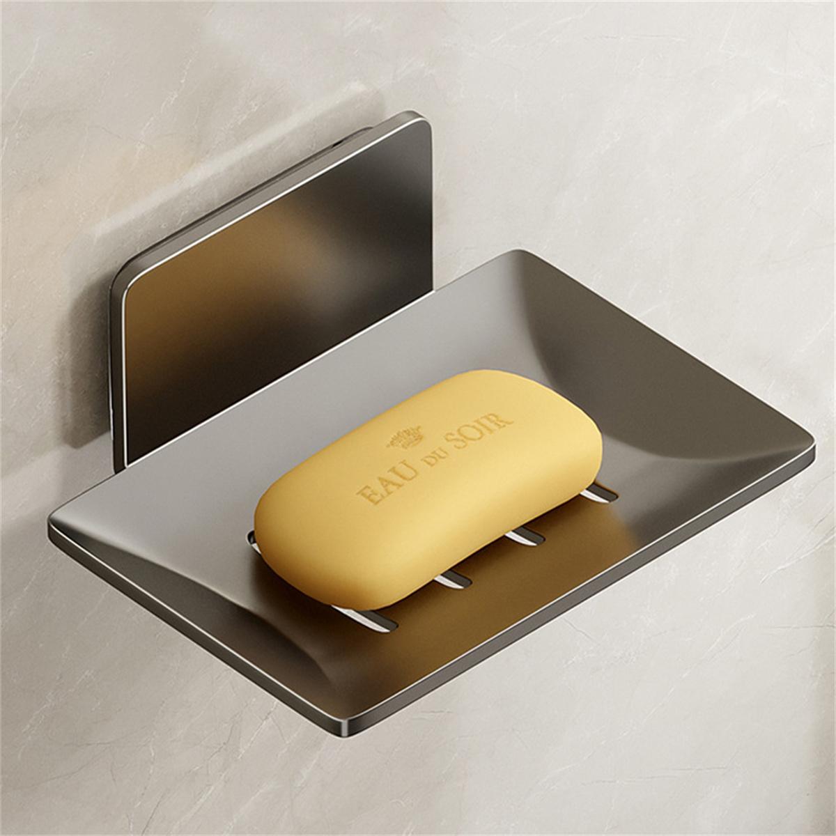 

Self Draining Soap Dishes Space Aluminum Soap Holder Adhesive No Drilling Soap Sponge Organizer Keep Soap Bars Dry Clean