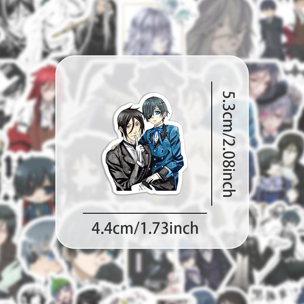 50Pcs Black Butler Anime Stickers Cartoon Decals For Diy Laptop Fridge Phone Skateboard Car - Waterproof Kids Toys