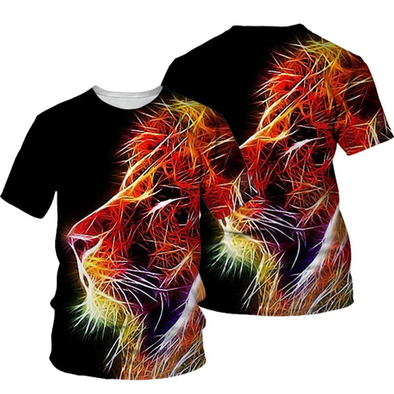 3D Lion Print T-shirt Men Summer New O Neck Short Sleeve Tees Tops Fashion Style Male Clothes Casual T-shirts