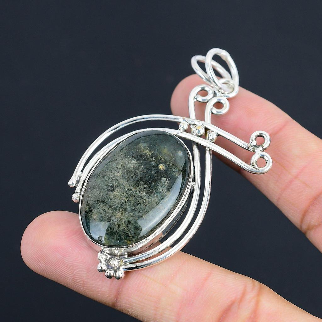 Natural Ocean Jasper Gemstone Jewelry 925 Sterling Silver Pendant For Girls