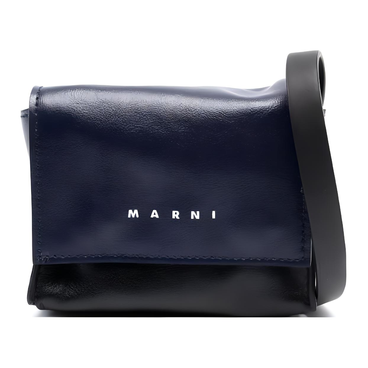 

Marni Logo Adjustable Shoulder Strap Leather Crossbody Bag Men Shoulder Bag Black Blue P2644SBMQ0082U0Z599N Basic Set (Bag+Dust Bag)