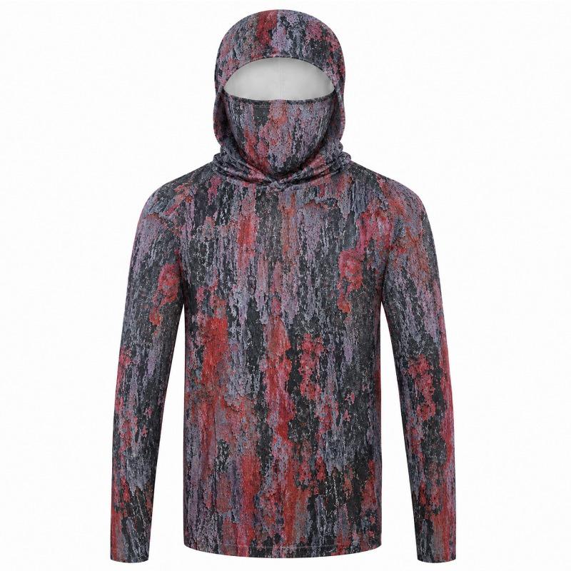 Men Hood Fishing Shirt Long Sleeve Fishing T Shirt Uv Protection Fishing Apparel Sun Protection In Summer